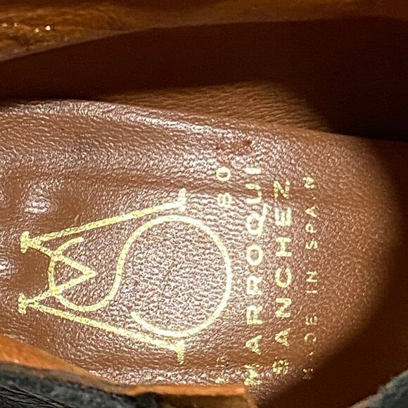 Marroqui Sanchez black leather ankle boots almond toe block heel women’s 40 - Picture 8 of 13